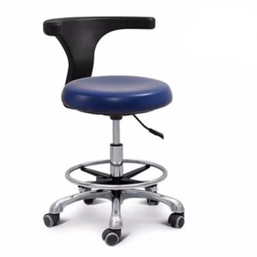 Imagem de Banqueta de assistente dental ajustável com assento de couro PU, apoios de braços, rotação de 360°, perfeita para clínicas odontológicas e uso médico - design ergonômico, fácil mobilidade