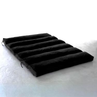 Imagem de Futon Almofada Dobrável de Espuma Casal 128x188x10cm – Confortável, Versátil e Fácil de Guardar – Colchão Auxiliar, Colchonete e Assento para Ambientes Compactos (Preto)