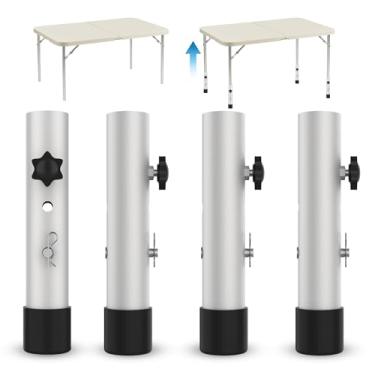 Imagem de ruiru bro Extensores de perna de mesa dobráveis extensores de altura de metal resistente ajustáveis com borracha antiderrapante fácil de instalar (4 pacotes branco)