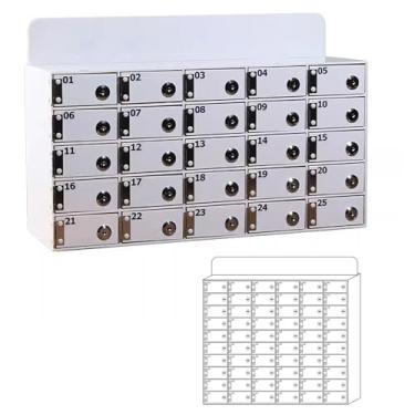 Imagem de Armários para celular de acrílico branco com 6 compartimentos – Armazenamento seguro para celular com chaves individuais, armários de funcionários de alta capacidade para escritórios e fábricas