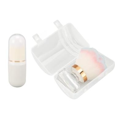 Imagem de CUOFYUNL Pincel de maquiagem com cerdas de fibra artificial Pincel de pó com cabo transparente com formato de cápsula para blush em pó solto