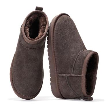 Imagem de Project Cloud Botas femininas de cano curto 100% de couro genuíno – Resistente à água com palmilha de espuma viscoelástica – Botas femininas modernas e confortáveis (hippy), Camurça marrom Choco, 8.5