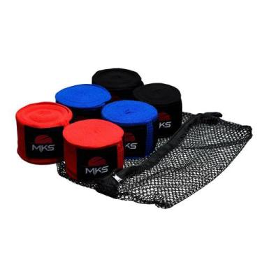 Imagem de Bandagem Elástica MKS 4,55m - Pack 3 Pares Coloridas com saco lavagem,