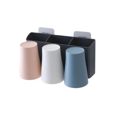 Imagem de Suporte de escova de dentes suporte de escova de dentes elétrica de parede suporte de barbeador preto e branco caixa de armazenamento de escova de dentes de banheiro sem perfuração rack de