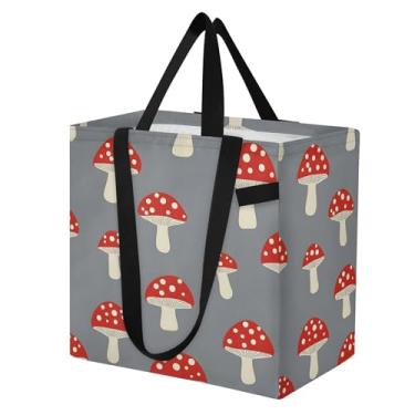 Imagem de SEHANY Sacola de compras reutilizável de cogumelo herb com alças reforçadas, bolsa de compras de lona dobrável à prova d'água de grande capacidade para viagem, cozinha, praia