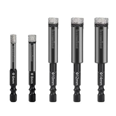 Imagem de WZFC Cortador de serra sextavada a vácuo de diamante soldado a vácuo para perfuração de vidro de azulejo de cerâmica de mármore de granito, 5 peças