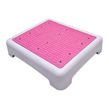 Imagem de Ｂｅｓｇａ Banqueta plataforma com degrau antiderrapante para uso ao lado da cadeira ou cama de idosos, Branco Rosa