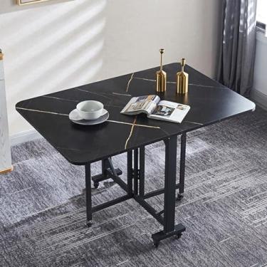 Imagem de ZXLPHA Mesa de jantar dobrável, mesa de cozinha com pé ajustável, mesa de jantar multifuncional com economia de espaço para apartamento, sala de estar