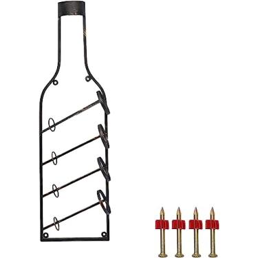 Imagem de Rack de vinho montado na parede - Display retrô de 4 camadas | Suporte elegante e independente para despensa de cozinha, bar ou adega | Prateleira de armazenamento com fácil acesso