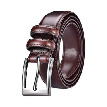 Imagem de Cinto Casual Masculino De Couro De Vaca Simples Para Jeans Com Fivela 