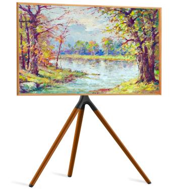 Imagem de UPGRAVITY Suporte de TV de cavalete com base de tripé para tela plana de 45 a 65 polegadas até 35 kg, tripé de suporte de TV ajustável em altura para sala de estar com braçadeiras, rotação de 180°,