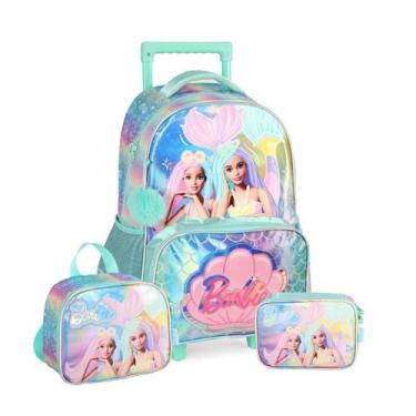 Imagem de Kit Mochila De Rodas Barbie Infantil Lancheira e Estojo Box - Luxcel, 