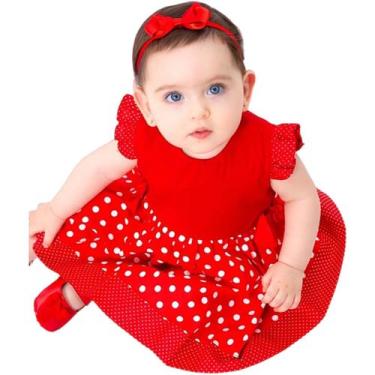 Imagem de Vestido de Bebê Roupa Menina Infantil Com Tiara 100% Algodão - Mundo N