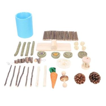 Imagem de AYNEFY Conjunto de Brinquedos para Brincar de Porquinho-da-índia, Conjunto de Brinquedos para Hamster e Porquinho-da-índia, Acessórios para Gaiola de Madeira Mastigável Timothy Enriquecimento para
