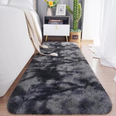 Imagem de Tapete Chicrug Soft Plush Runner cinza preto 61x244 cm