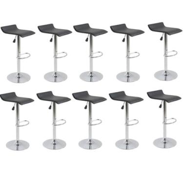 Imagem de Kit com 10 Banquetas Alta Giratória com Altura Regulável Recouro Belo Horizonte Preto