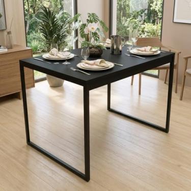 Imagem de Mesa de Jantar MDF Premium e Aço Estilo Industrial 100x60cm Ideal para Apartamento Sala de Estar ou Cozinha Moderna