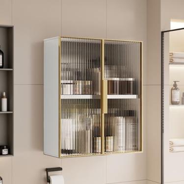 Imagem de Armário de armazenamento moderno de alumínio montado na parede – Organizador de metal sobre o vaso sanitário para cozinha e banheiro, organizador versátil de medicamentos e maquiagem, solução elegante