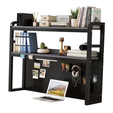 Imagem de Estante de mesa de escritório – Estante de mesa de 2 camadas para mesa de computador, prateleira de exibição de mesa multifuncional, prateleira organizadora ajustável, para escritório, casa, decoração
