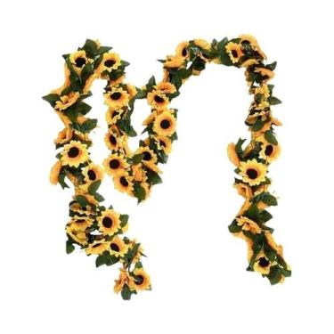 Imagem de Guirlanda De Flores Artificiais De Girassol Para Pendurar Na Parede, F