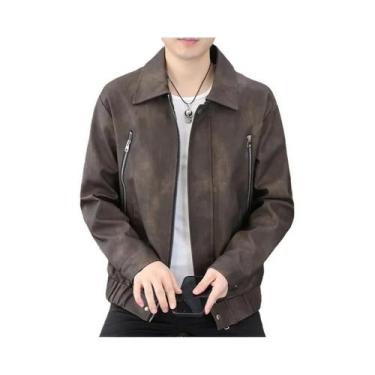 Imagem de Jaqueta Masculina Estilosa E Versátil De Couro PU À Prova De Vento, Te
