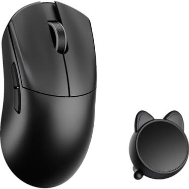Imagem de SMACKAPE WLMOUSE Huan Mouse para jogos de liga de magnésio ultraleve de 48 g, receptor de voz e exibição de 8K, sem fio/com fio duplo 8K, sensor PAW3950HS, iluminação de roda RGB, Nordic 54H20 (Balck