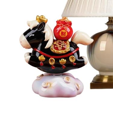 Imagem de Estátuas de cavalo decoração de casa - decoração de casa chinesa de resina | Estátuas de animais fofas do ano lunar - para mesa de escritório, janela, quarto, cozinha, banheiro, prateleira, entrada