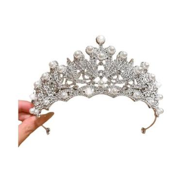 Imagem de Tiara Prateada De Luxo Para Aniversário, Acessório De Cabelo Versátil 