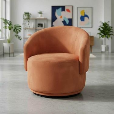 Imagem de Poltrona Decorativa Giratória Sala de Estar Recepção Suede Jasmine Terracota