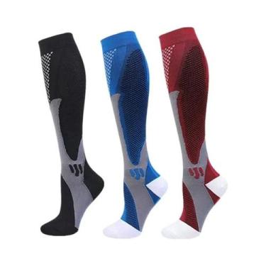 Imagem de Meias De Compressão Masculinas (2, 3 Ou 4 Pares) Para Corrida E Varize
