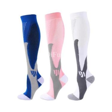 Imagem de Meias De Compressão Masculinas (2, 3 Ou 4 Pares) Para Corrida E Varize