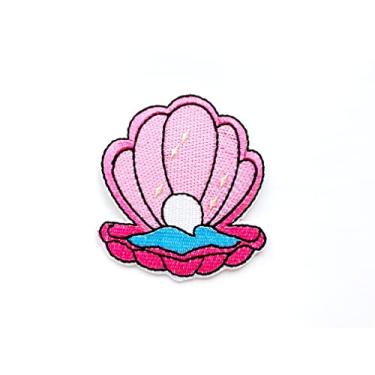 Imagem de PLpatch Rosa Pérola Seashell Little Cute Cartoon Logo1 Costurar Ferro em Aplique Bordado Emblema Sinal Patch Vestuário Fantasia
