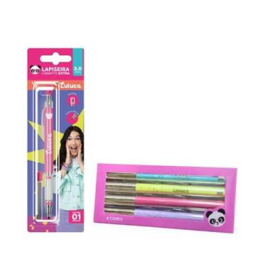 Imagem de Kit Luluca Escolar C/ Lapiseira 2.0 + Grafite 4 Marca-Textos De Glitte