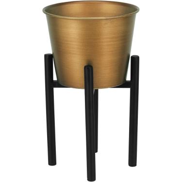 Imagem de Cachepô Com Suporte Metal Dourado Octave 25X15X15Cm