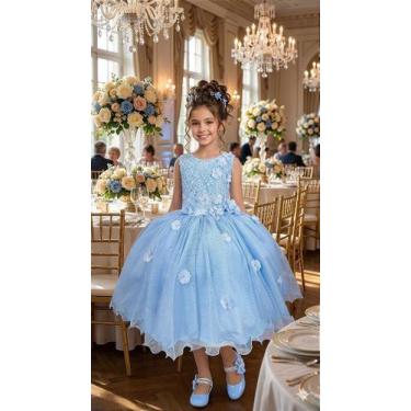 Imagem de Vestido Juvenil Vila Lele Regata Flores Azul Bebê - Confeccionado em T