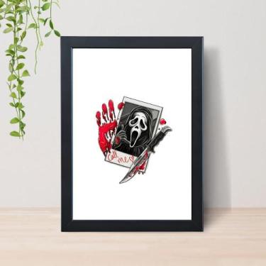 Imagem de Quadro Panico Ghost Face Scream A4 C/ Moldura e Vidro 02 Cor: Preto - 