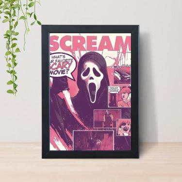 Imagem de Quadro Panico Ghost Face Scream A4 C/ Moldura e Vidro 05 Cor: Preto - 