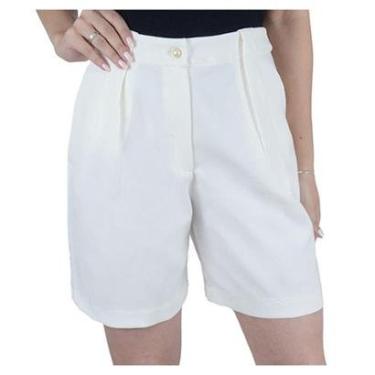 Imagem de Bermuda Feminina Parado no Ar Alfaiataria Off White - 72056-Feminino