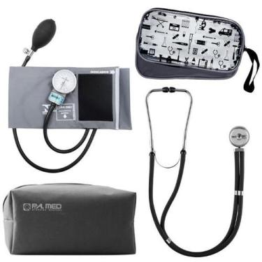 Imagem de Kit Aparelho Pressao Esfigmo Aneroide Estetoscopio Multilaser Pa  Med 