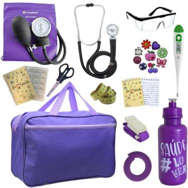 Imagem de Kit Enfermagem Academico Estetoscópio Aparelho de Pressão Bolsa Multi 