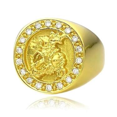 Imagem de Dedeira de Ouro 24K São Jorge Cravejado 8g Banhado a Ouro - Tropical J