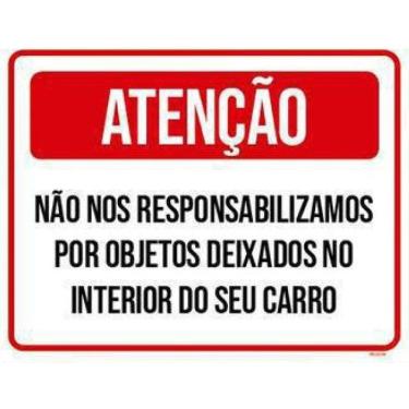Imagem de Kit 3 Placas Atenção Não Responsabilizamos Objetos No Carro