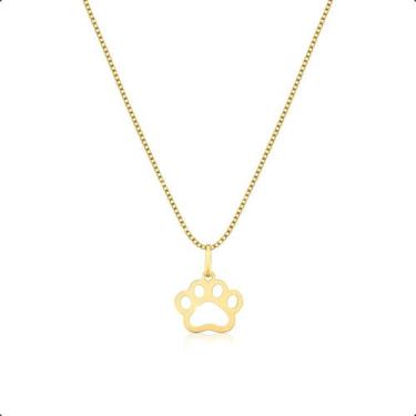 Imagem de Cordão Feminino Ouro 18k 50cm + Pingente Patinha - Dreamfactoryjóias