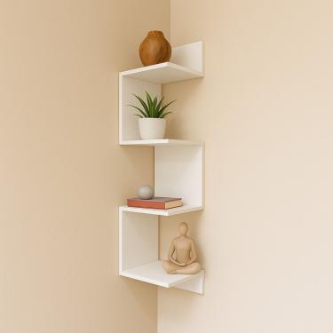 Imagem de Prateleira De Canto Mdf Branco 1.5 Cm By Mobille Para Sala Branco