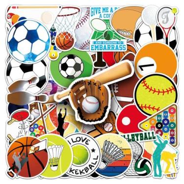 Imagem de Adesivos: 50 unidades/lote, bolas mistas, esportes, futebol, voleibol 