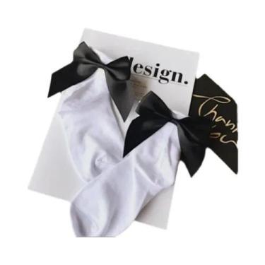 Imagem de Meias De Algodão Femininas Harajuku Com Laço Para O Tornozelo, Estilo 