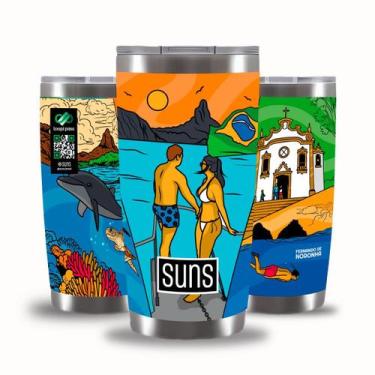 Imagem de Copo Térmico 591ml Inox Gluck Suns Estampa Fernando de Noronha Bebidas