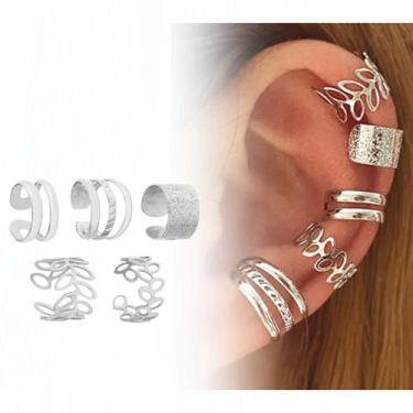 Imagem de Piercings Brincos Kit 5 Pressão Orelha Argola Banhado Prata - WB, Prat