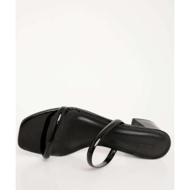 Imagem de Tamanco Feminino Salto Grosso Verniz Renata Mello Pret-86126, Preto, 3