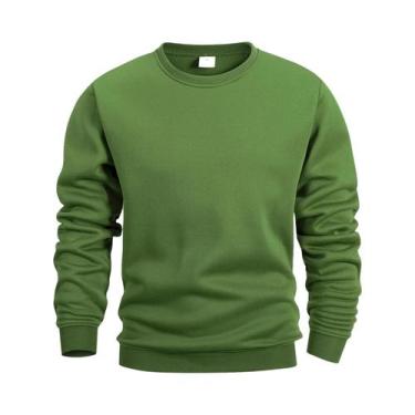 Imagem de Moletom Masculino De Manga Longa Com Gola Redonda Em Cor Sólida, Casua